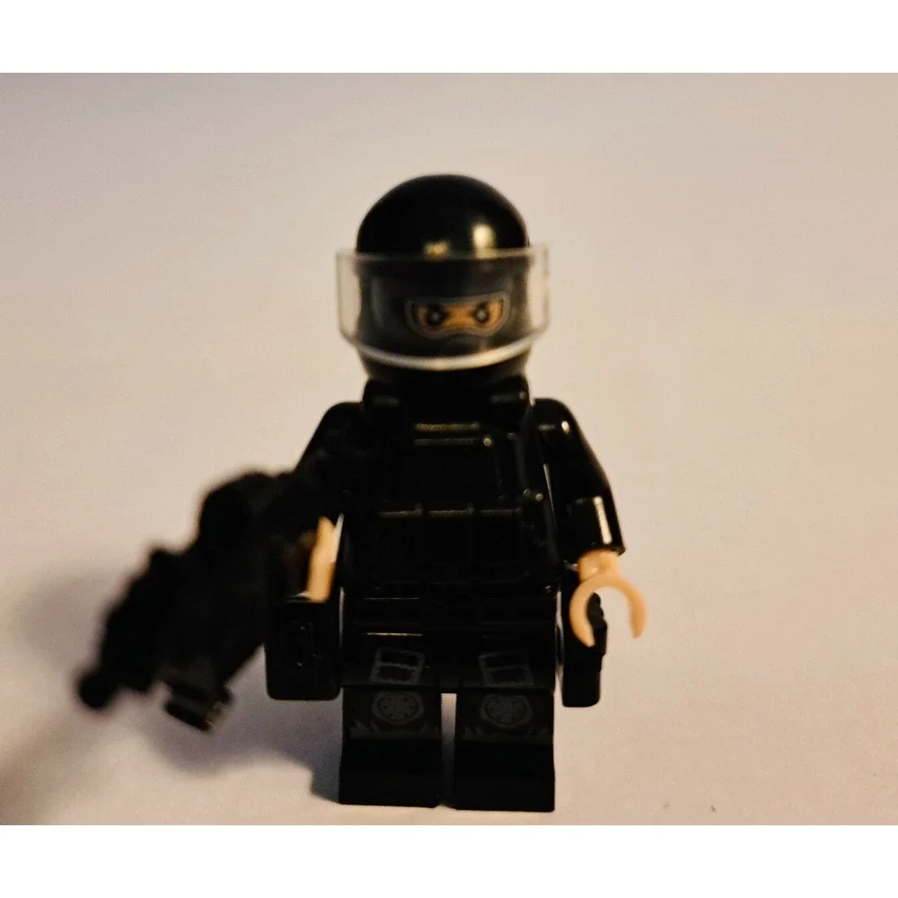 Custom LEGO SWAT Police Officer Minifigure Black Tactical Gear Special Forces